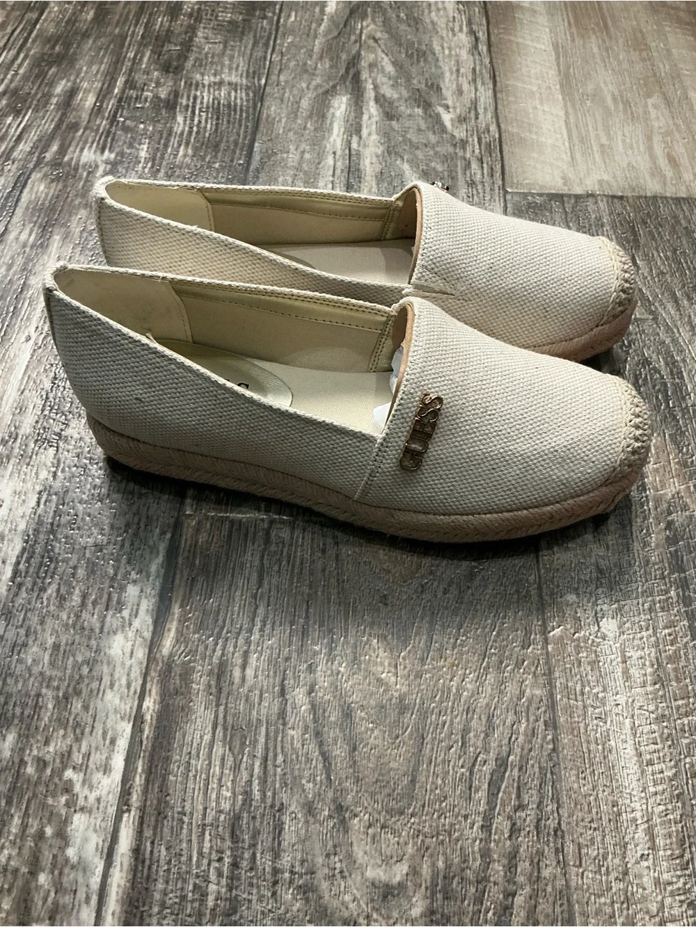 GUESS Women's Cream Espadrille Loafer Size 5
